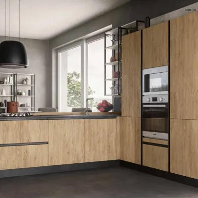 Cucina con penisola moderna Cucina moderna industrial metal   Nuovi mondi cucine a prezzo scontato