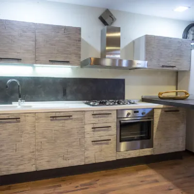CUCINA CON PENISOLA MODERNA LINEARE OFFERTA CONVENIENZA IN LEGNO 