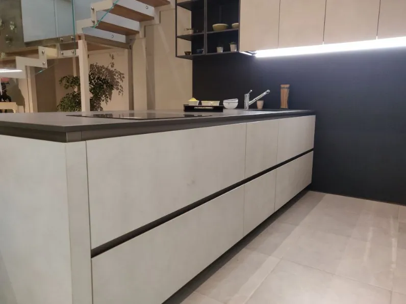 Cucina Way moderna grigio Snaidero con penisola scontata 60%