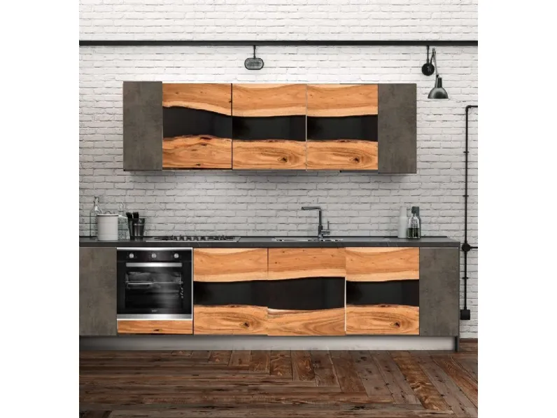 Cucina Cucina industrial onda legno e metallo   industriale rovere chiaro lineare Nuovi mondi cucine