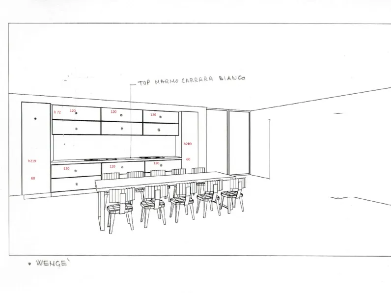 Cucina design lineare Artigianale Parigi a prezzo ribassato