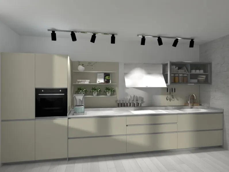 Cucina Ernestomeda design lineare grigio in vetro Icon air