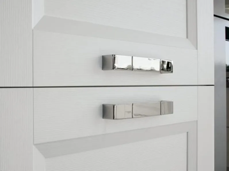 CUCINA  LINEARE  WHITE IN LEGNO ETNO 