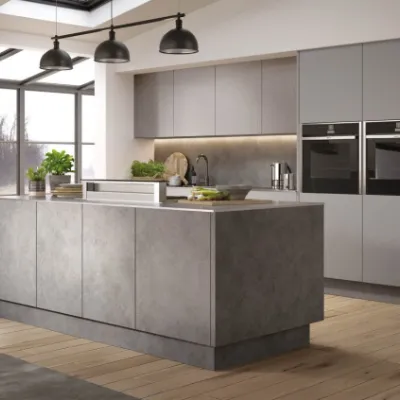 Cucina ad isola Stone in legno grigio, prezzo ribassato!