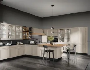 Cucina con penisola in legno magnolia Fri a prezzo scontato. Ideale per architetti.
