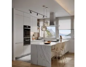 Cucina bianca moderna con penisola Artigianale Gaia a soli 9800