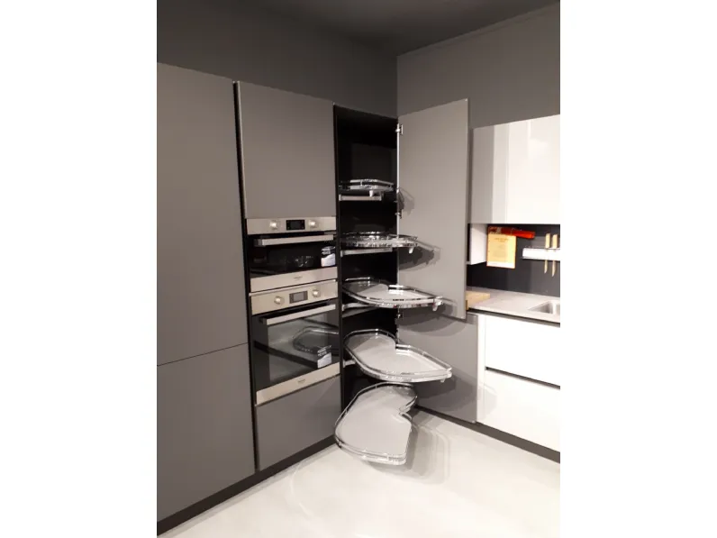 Cucina grigio moderna ad angolo Helene system kappa Zecchinon in Offerta Outlet