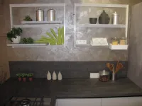 Cucina grigio moderna con penisola Calce grigio e laccato Artigianale in offerta