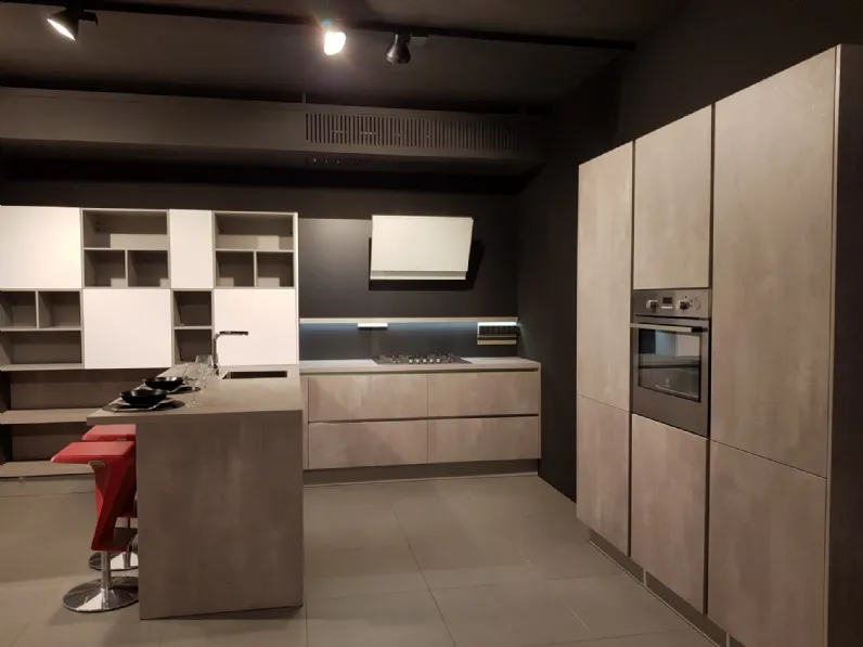 Cucina grigio moderna con penisola Comet-gl hacker Electrolux in Offerta Outlet