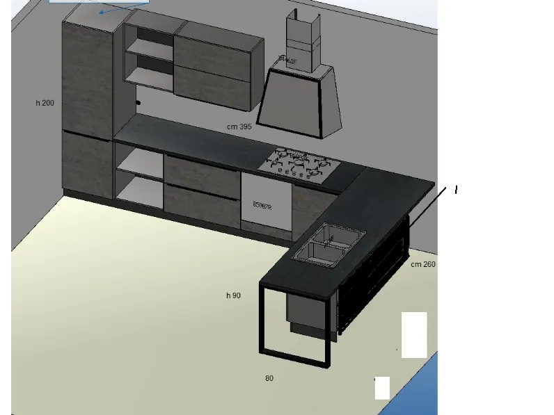 Cucina grigio moderna con penisola Cucina industrial cemento e metallo  Nuovi mondi cucine scontata