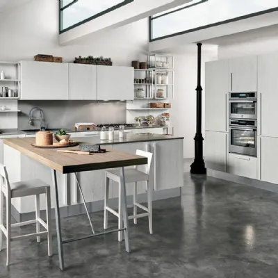 Cucina grigio moderna con penisola Essenza Colombini casa in Offerta Outlet