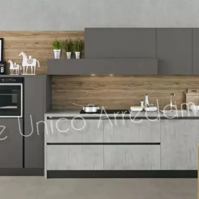 Cucina grigio moderna lineare Chef Artigianale in Offerta Outlet