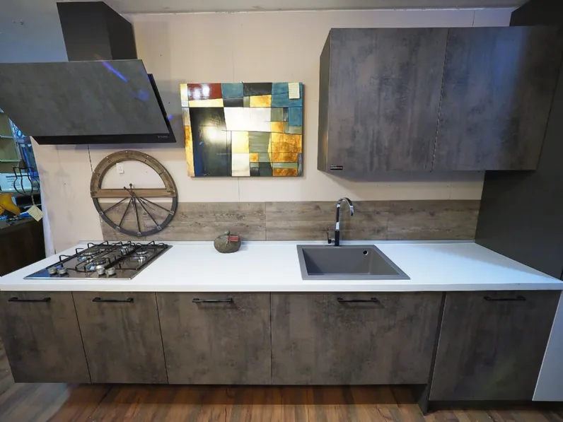 Cucina grigio moderna lineare Cucina industrial sospesa design Nuovi mondi cucine in Offerta Outlet