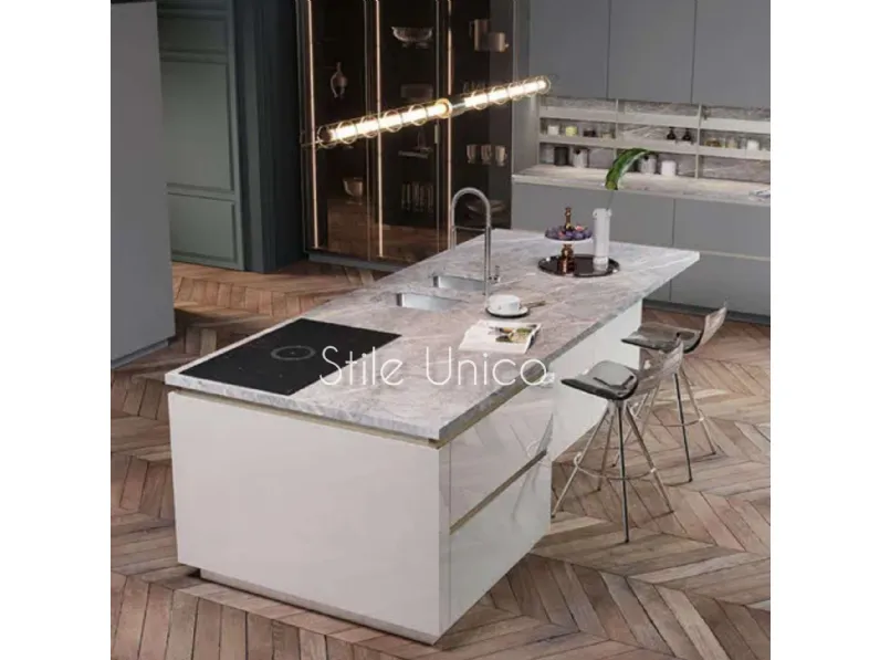 Scopri la cucina Lotus moderna bianca ad isola Febal con sconto del 46%!