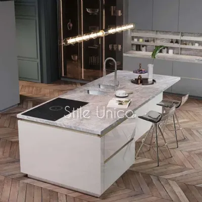 Scopri la cucina Lotus moderna bianca ad isola Febal con sconto del 46%!