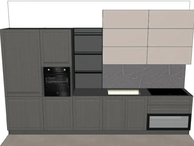 Cucina lineare in legno a prezzo scontato del 60%! Progettata da un architetto.