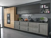 cucina lineare grigia e legno offerta outlet