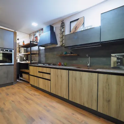 Cucina industriale noce Nuovi mondi cucine ad angolo Cucina moderna  industrial  cemento  metal in offerta