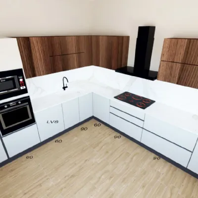 Cucina Line  design grigio ad angolo Astra