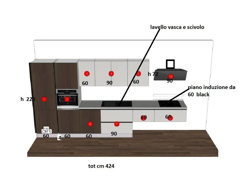 Cucina lineare Cucina bianca moderna lineare bianca e noce dark nuovi mondi cucine Nuovi mondi cucine con uno sconto vantaggioso