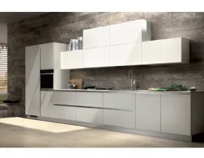 Cucina lineare Cucina completa di elettrodomestici ante cemento spatolato Md work con un ribasso vantaggioso