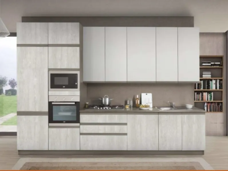 CUCINA  lineare Cucina essenza modello  eco  colonne maxi  SCONTATA