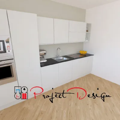 Cucina lineare in laccato opaco bianca Line a prezzo scontato affrettati