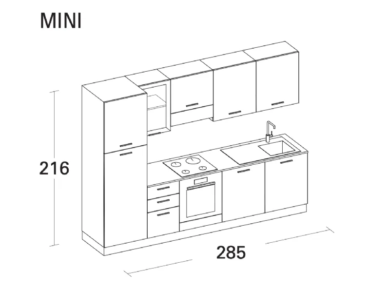 Scopri la cucina moderna lineare Arrex Composizione 285 in altri colori a soli 3190!