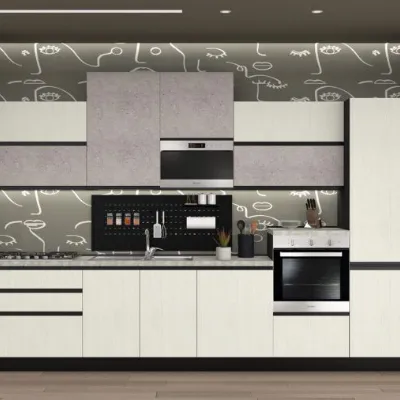 Cucina lineare in laminato materico a prezzo scontato 48%
