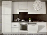 Cucina lineare in laminato materico bianca Quadra03 a prezzo ribassato