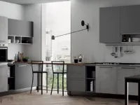 Cucina lineare in laminato opaco grigio Domino grafite e cementho a prezzo ribassato