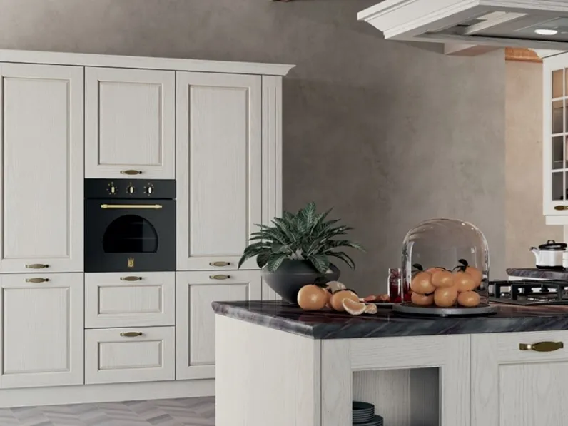 Cucina lineare in legno cachemire Asolo classico country a prezzo ribassato. offerta promozionale