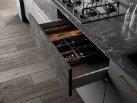Cucina lineare in legno grigio Kal a prezzo ribassato