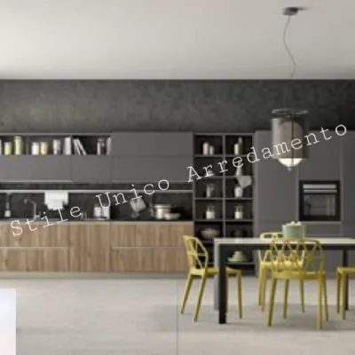 Cucina lineare in legno noce Bookshelf a prezzo scontato