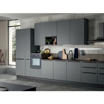 Cucina lineare in melaminico grigio A2* a prezzo ribassato