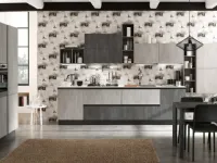 cucina lineare industriale con colonne grigio cemento in offerta nuovimondi 