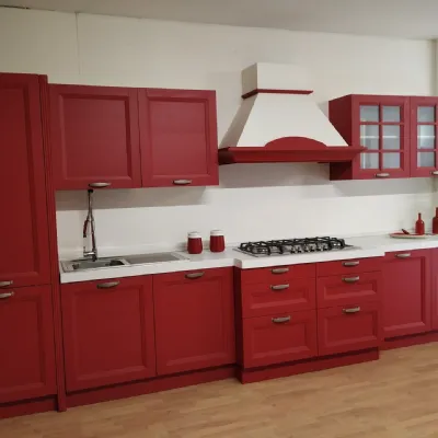 Cucina lineare moderna Country red Gm cucine a prezzo ribassato