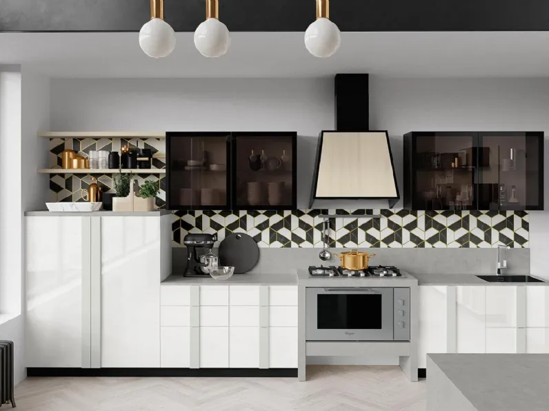 Cucina grigio moderna lineare Quadra Colombini casa in Offerta Outlet