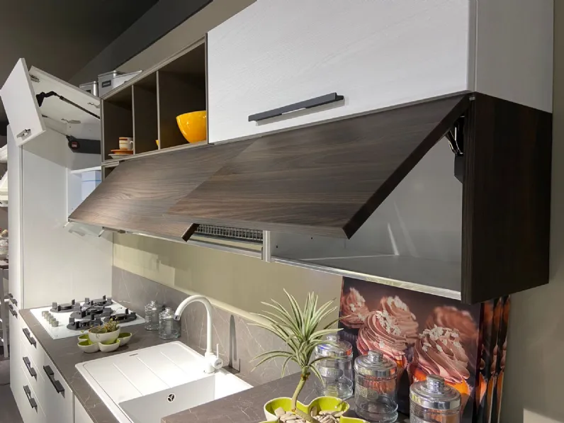 Cucina Lube cucine moderna lineare bianca in laminato materico Noemi