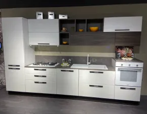 Cucina Lube cucine moderna lineare bianca in laminato materico Noemi