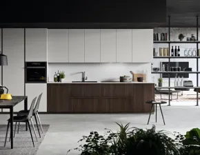 Cucina Antares moderna lineare bianca in laminato materico Mk18. Una scelta elegante per arredare la tua casa.