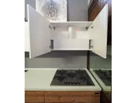 Cucina modello Cucina moderna lineare a sospesa  laccata bianca effetto rovere scuro in offerta     Nuovi mondi cucine PREZZO SCONTATO