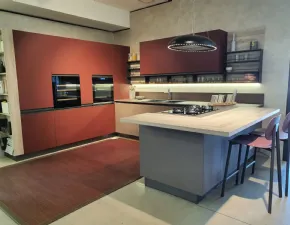 Cucina rossa moderna ad angolo Domino hera  Prima cucine a soli 12050€