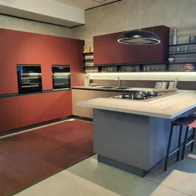Cucina rossa moderna ad angolo Domino hera  Prima cucine a soli 12050€
