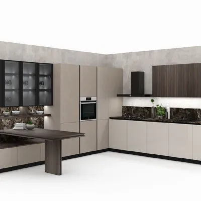 Cucina moderna ad angolo Miton Menta 24 bilaminato argilla a prezzo ribassato