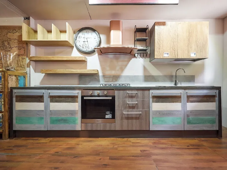 cucina moderna ante  ecolor  legno recicle wood in offerta prezzo outlet nuovimondi 