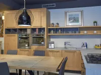 Cucina Artigianale moderna con penisola rovere chiaro in legno Comp 3 telaio rovere
