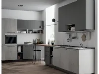 Cucina moderna grigio Primacucine lineare Domino grafite e cementho in offerta