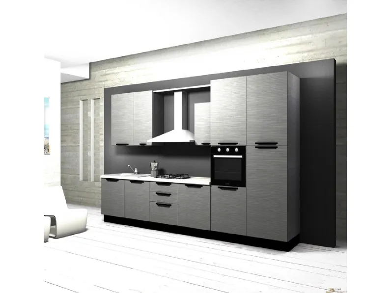 Cucina moderna lineare Aran cucine Cucina componibile mod.marylin in laminato effetto legno scontata del 40% a prezzo ribassato