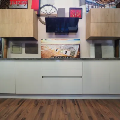 Cucina moderna lineare Nuovi mondi essential minimal  white a prezzo scontato